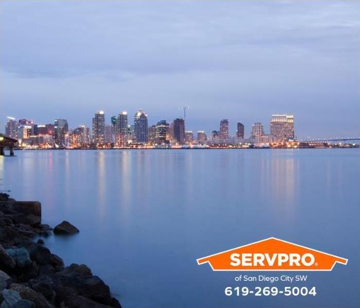 The City of San Diego, California, is seen from the bay.